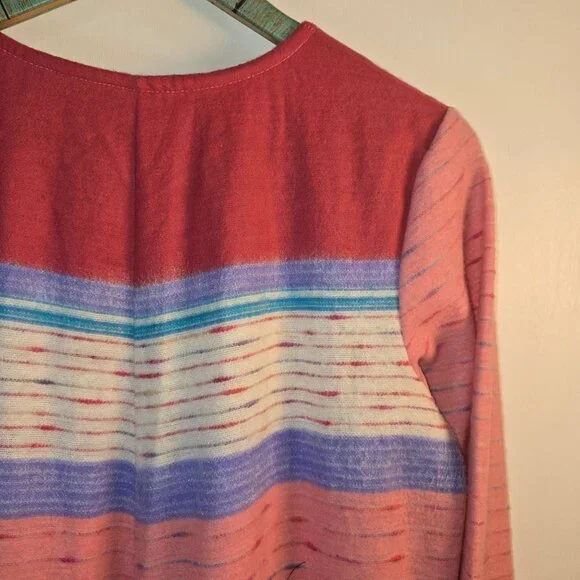 Vintage 1970's Joseph Magnin The Farr West Fuzzy RARE Striped House Coat, Sz L